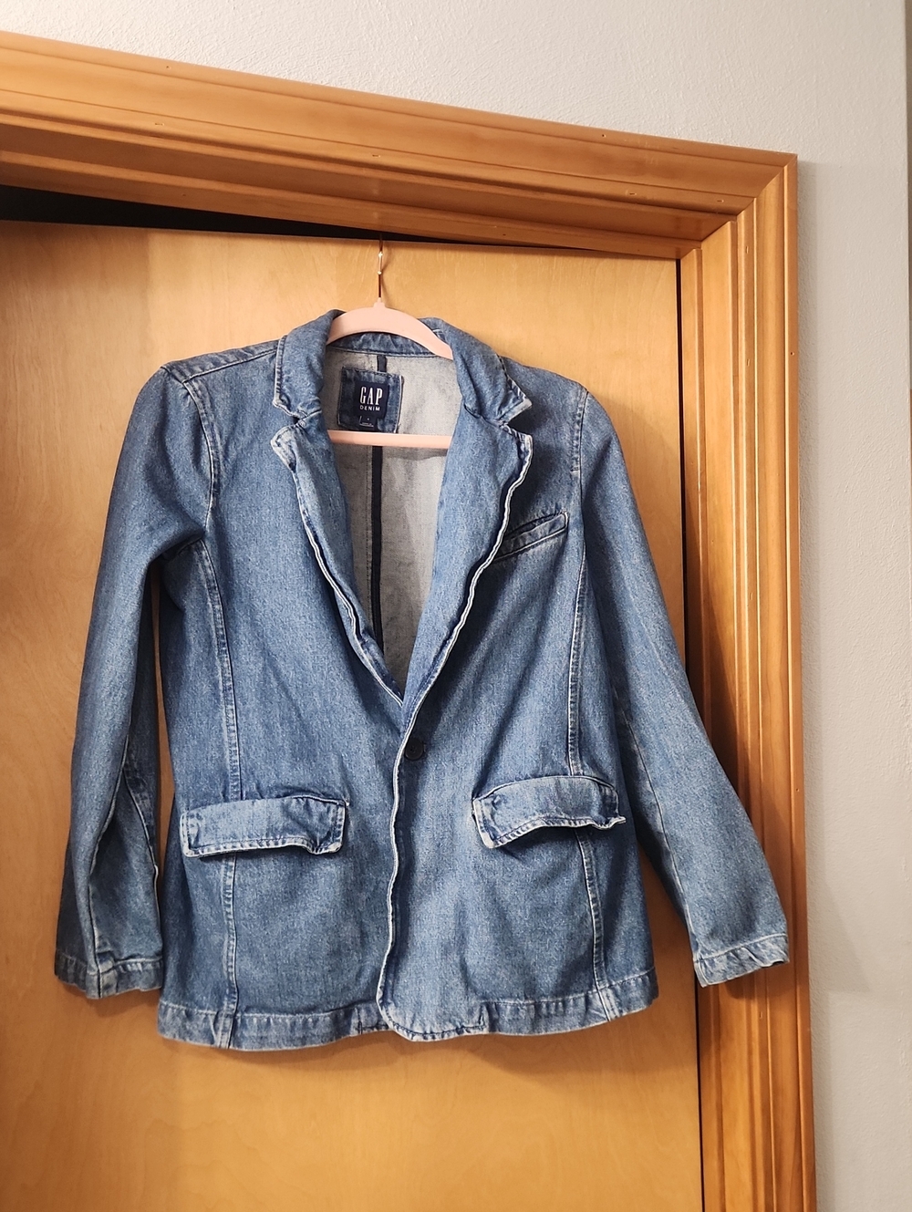 GAP Women's Denim Blazer Jacket - Mid Light Blue Size 6